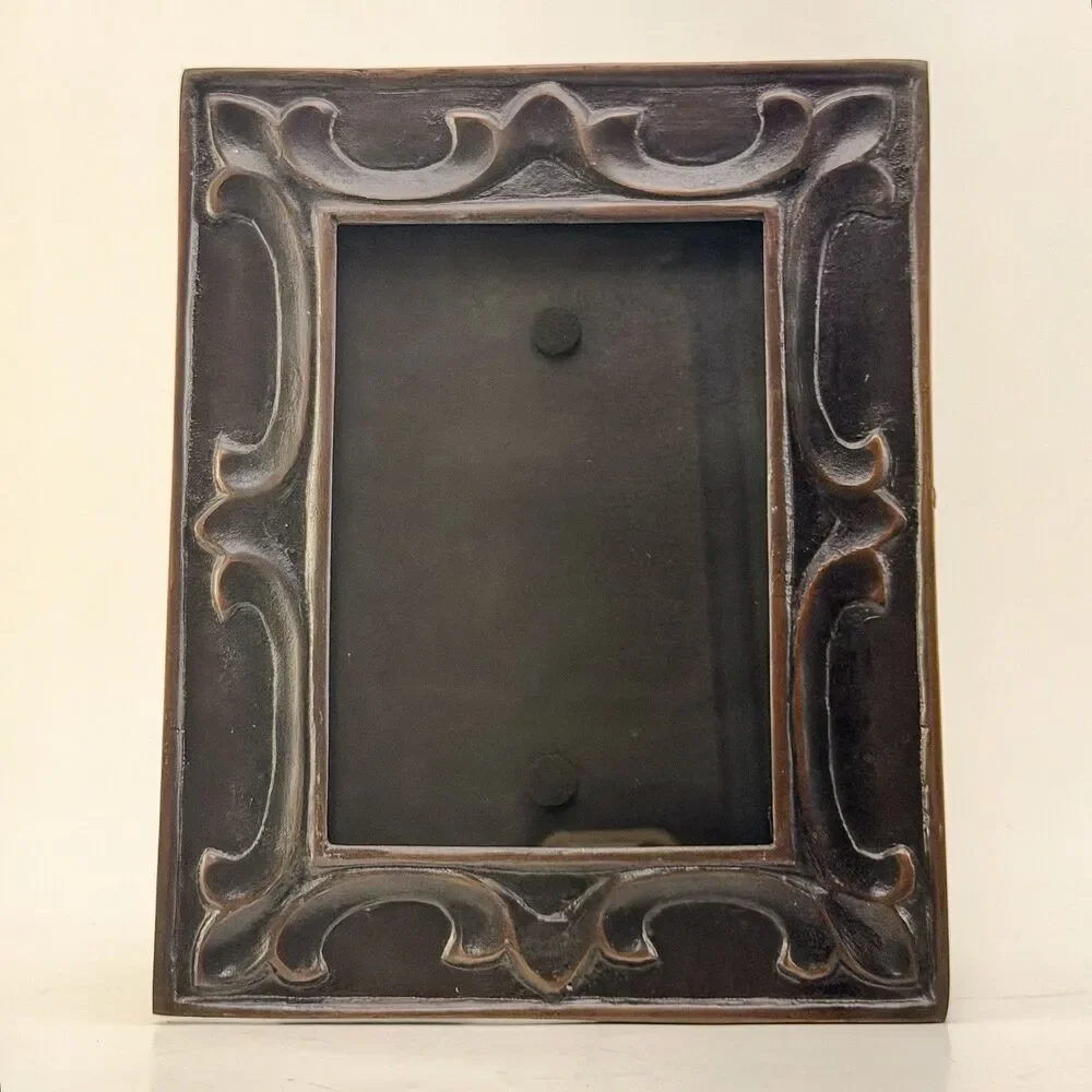 Vintage Embossed Metal Picture Frame – Art Nouveau / Mission Style Decor 5 x 7